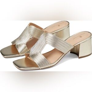 Bandolino Merily 3 Block Heel Sandals in Gold